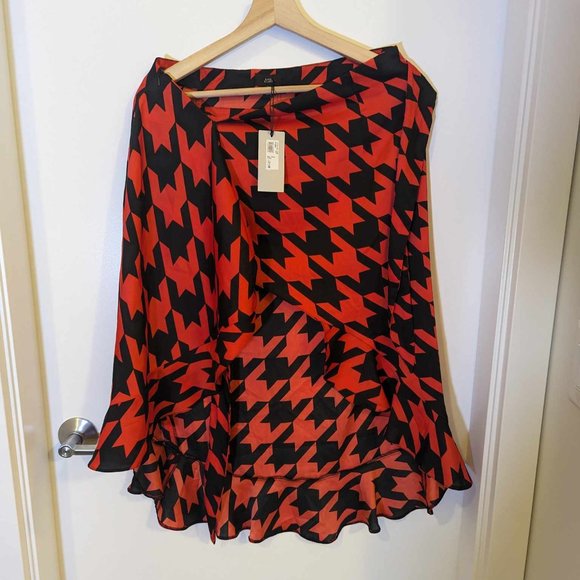 {River Island} Bold Printed Wrap Skirt with Ruffle Hem BNWT Geometric Maximalist - Picture 4 of 6